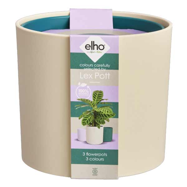 Elho Lex Pott Velvet Cream 14cm Flower Pot Set