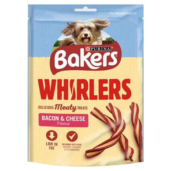 Bakers Whirlers Bacon & Cheese 130g Dog Treat