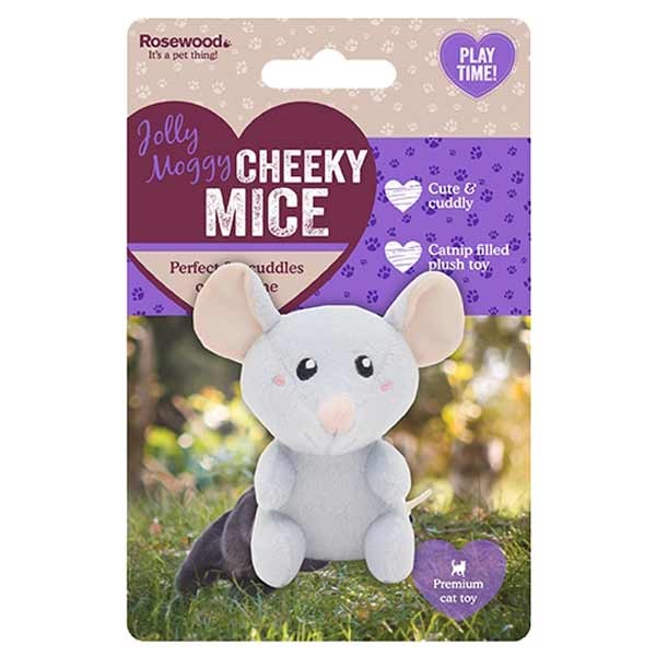 Rosewood Jolly Moggy Cheeky Mice Assorted Colours (Single) Cat Toy