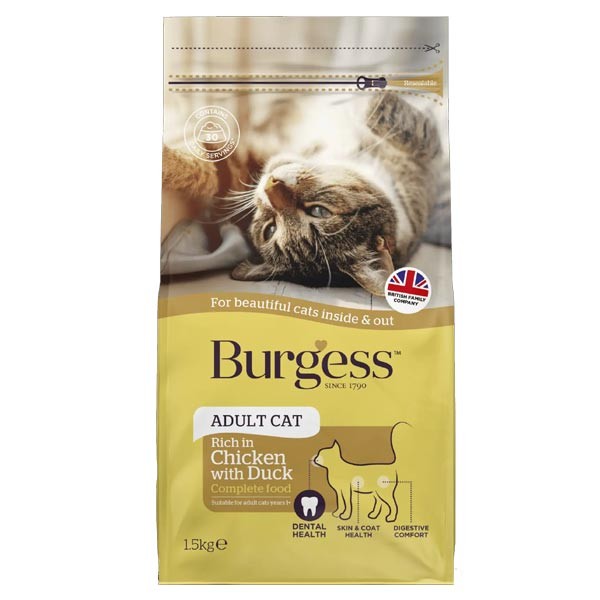 Burgess Chicken & Duck Adult 1.5kg Dry Cat Food