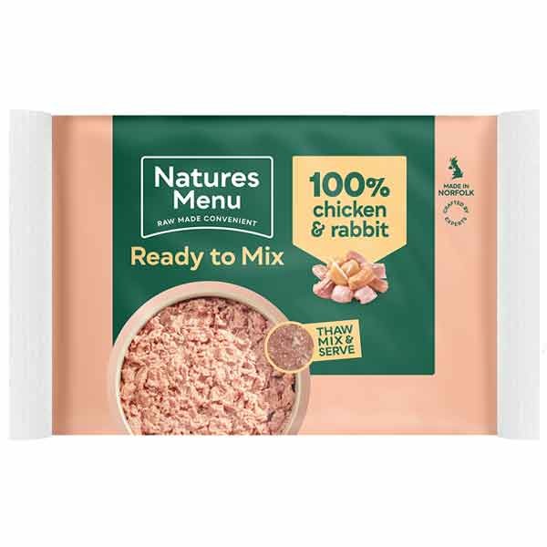 Natures Menu Ready to Mix Minced Chicken & Rabbit Block for Adult Dogs 400g