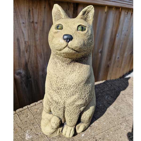 Sitting Cat Stone Garden Ornament (Small) 30cm