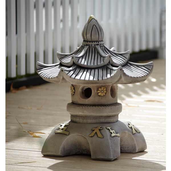 Double Top Pagoda Oriental Stone Garden Ornament 51cm