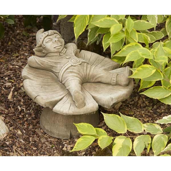 Pixie Lying On Mushroom Stone Garden Ornament 37cm