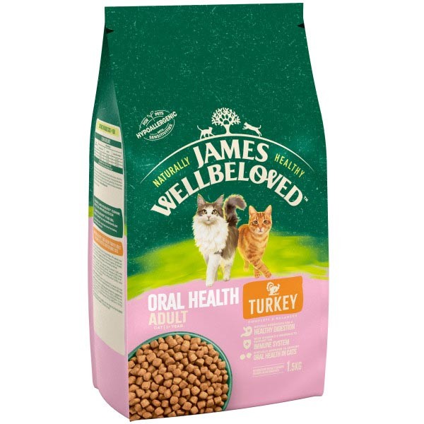 James Wellbeloved Oral Care Turkey & Rice Adult 1.5kg Dry Cat Food