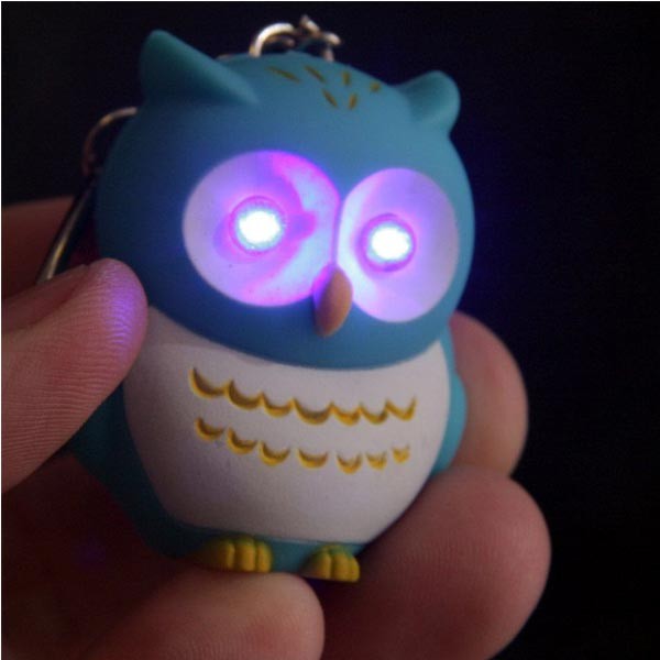 Hooting Owl LEd Keyring with Sound (Pink or Blue)