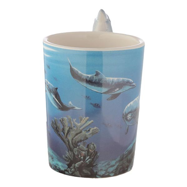 Dolphin Shaped Handle Mug with Underwater Decal