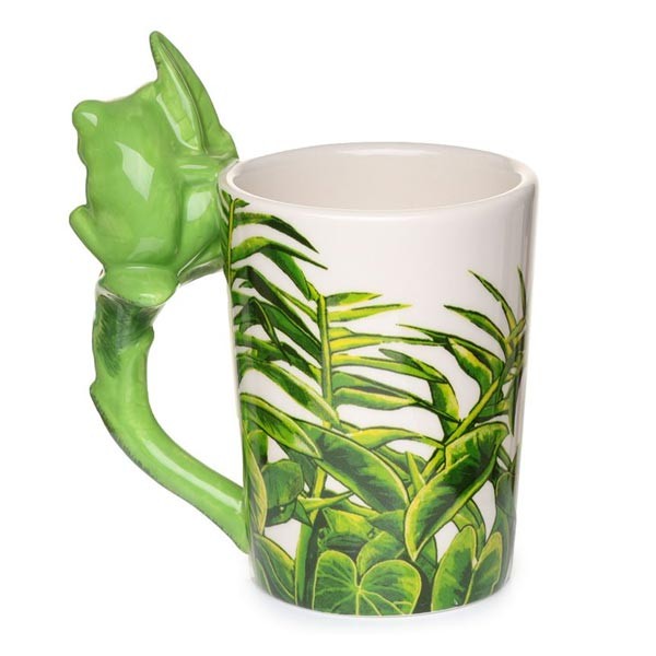 Tree Frog Shaped Handle Mug with Foliage Decal