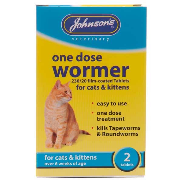 Johnson's One Dose Wormer 2x Tablets For Cats & Kittens