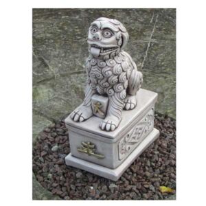 Dragon Dog (on plinth) Oriental Stone Garden Ornament (Large) 56cm