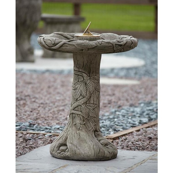 Ivy Sundial Stone Bird Bath 66cm