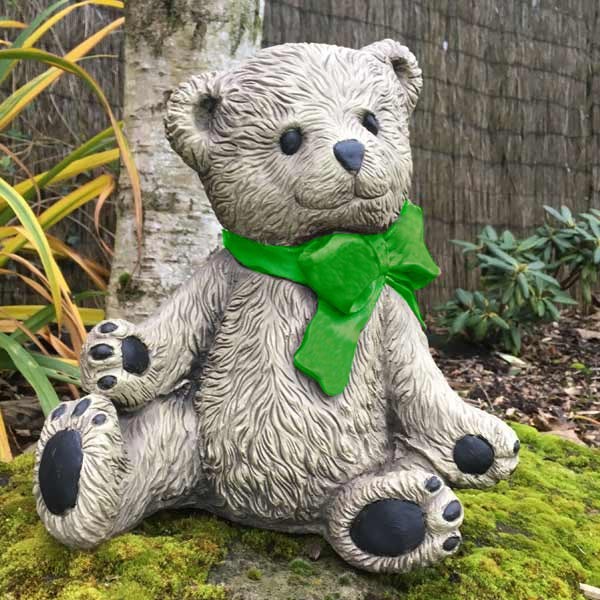 Teddy With Bow Stone Garden Ornament 33cm