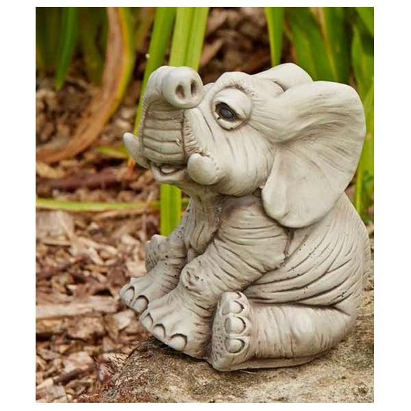 Sitting Elephant Stone Garden Ornament (Small) 14cm