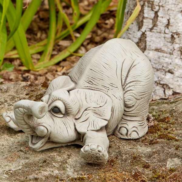 Crouching Elephant Stone Garden Ornament 14cm