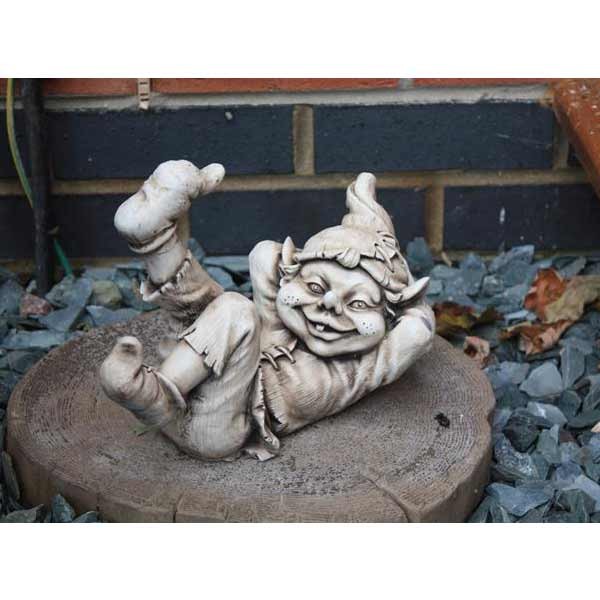 Pixie Hands Behind Head Stone Garden Ornament 26cm