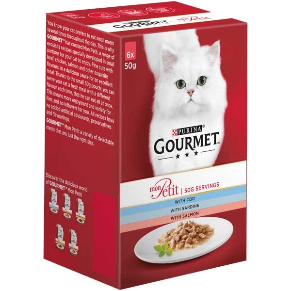 Gourmet Mon Petit Fish Variety (Cod, Sardine & Salmon) Adult 6x50g Wet Cat Food