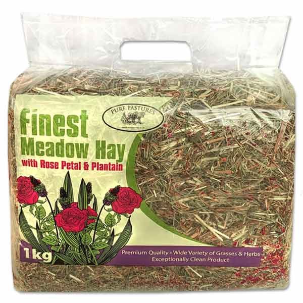 Pure Pastures Finest Meadow Hay With Rose Petal & Plantain 1kg