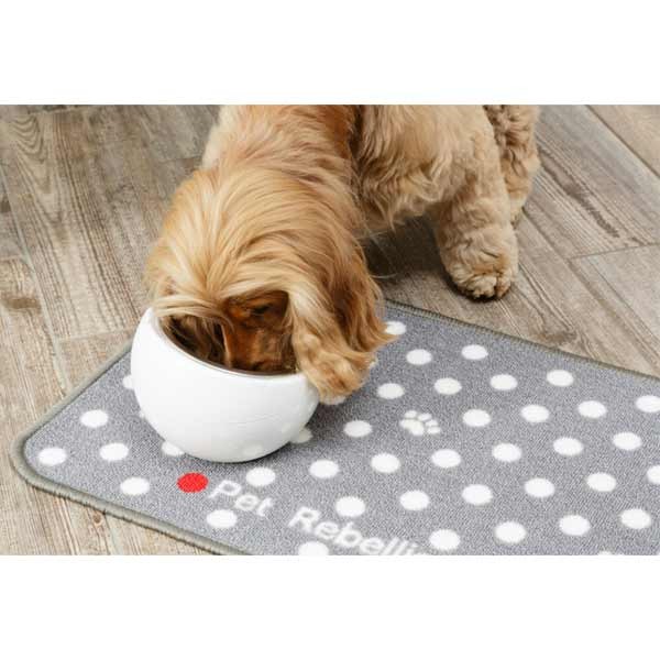 Pet Rebellion Dinner Mate Dotty Mat Grey 40x60cm