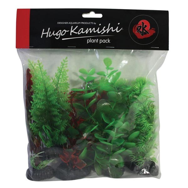 Hugo Kamishi Plastic Plant 20cm Red/Green Mix 5 Pack