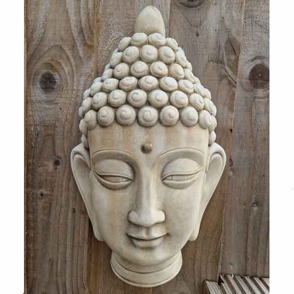 Buddha Head Oriental Stone Plaque Garden Ornament 40cm