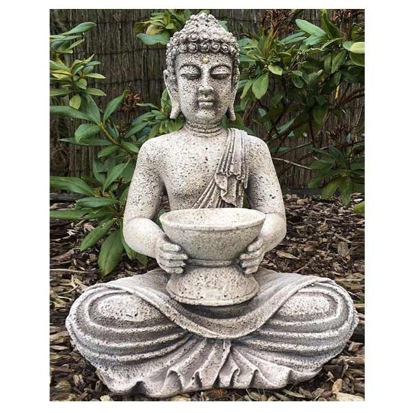 Buddha & Bowl Oriental Stone Garden Ornament 41cm