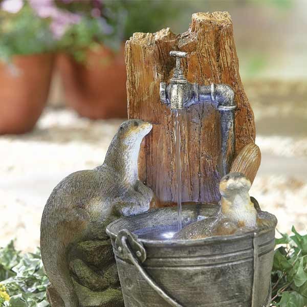 La Hacienda Playful Otters inc LEDS Water Feature