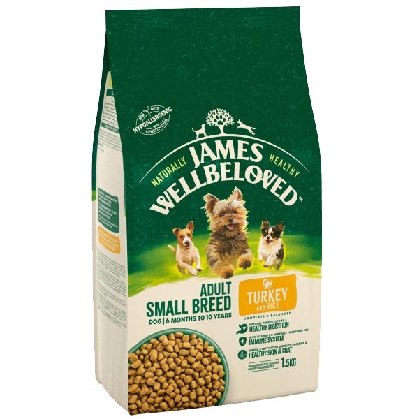 James Wellbeloved Turkey & Rice Small Breed Adult 1.5kg Dry Dog Food