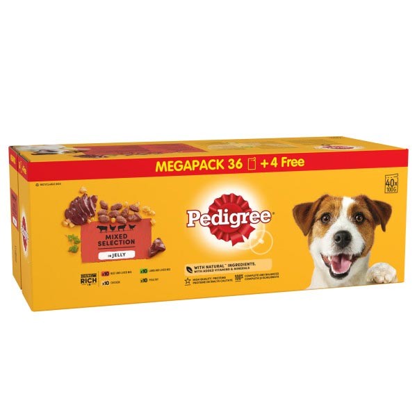 Pedigree Pouch Mixed Chunks in Jelly 40x100g Wet Dog Food