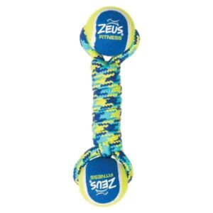 Zeus K9 10in Double Tennis Ball Rope Dbell 2.5in Ball Med