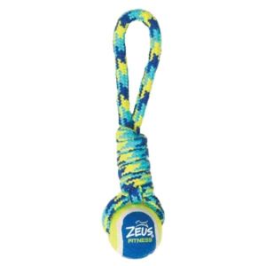 Zeus K9 10in Tennis Ball Rope Tug with 2in Ball Small