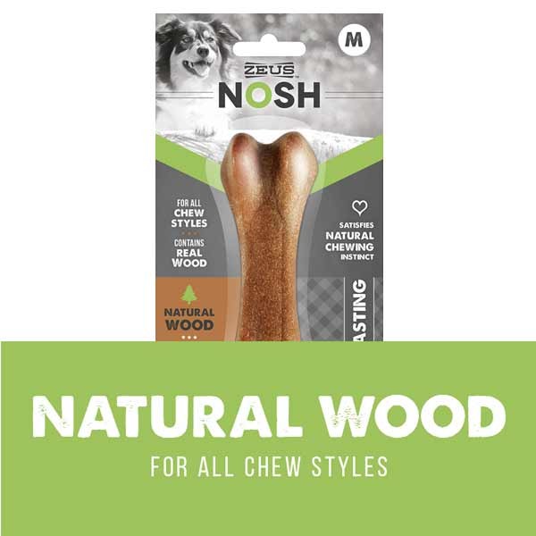 Zeus Nosh Dog Wood Flavour Bone Chew Toy Medium