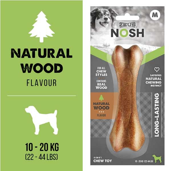 Zeus Nosh Dog Wood Flavour Bone Chew Toy Medium