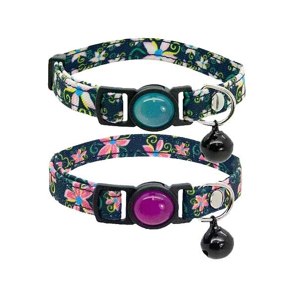 Cat Circus Flower Denim Safety Cat Collar (Assorted)