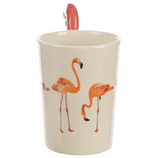 Flamingo Shaped Handle Ceramic Mug With Decal