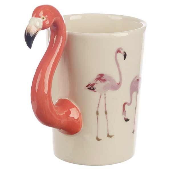 Flamingo Shaped Handle Ceramic Mug With Decal