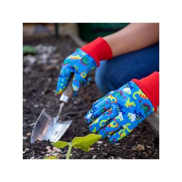 Kent & Stowe Blue Dinosaur Kids Gardening Gloves