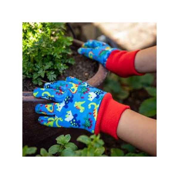 Kent & Stowe Blue Dinosaur Kids Gardening Gloves