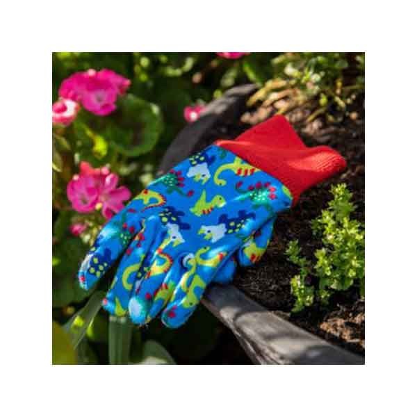 Kent & Stowe Blue Dinosaur Kids Gardening Gloves