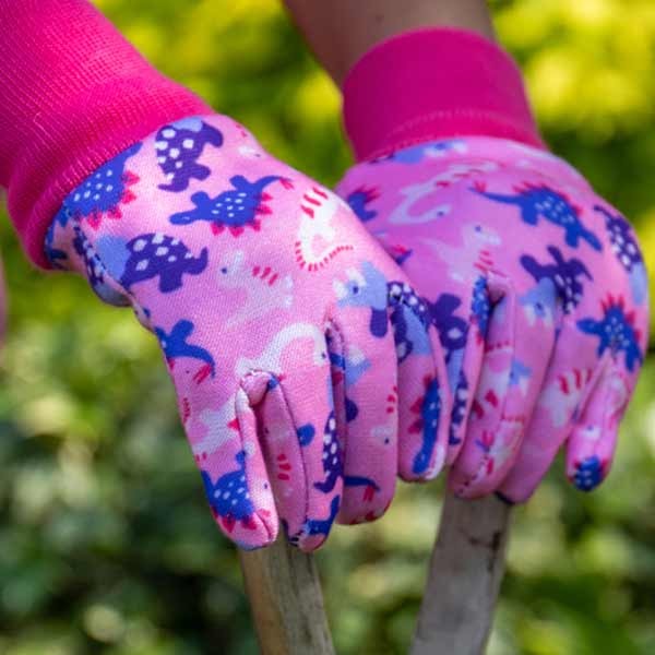 Kent & Stowe Pink Dinosaur Kids Gardening Gloves