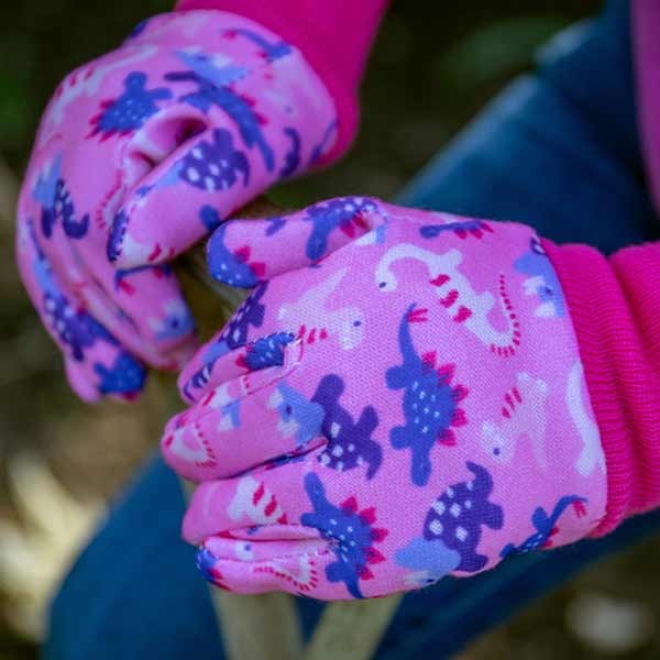 Kent & Stowe Pink Dinosaur Kids Gardening Gloves