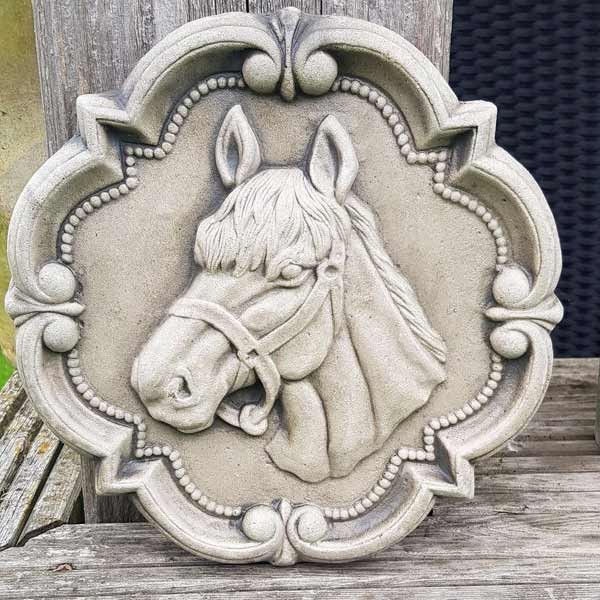 Horse Head Stone Plaque Garden Ornament 7cm