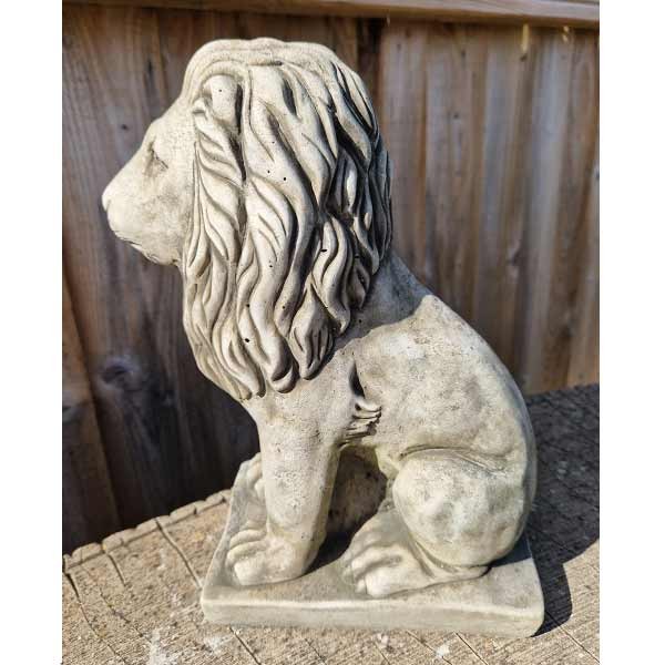 Sitting Lion Stone Garden Ornament (Small) 29cm