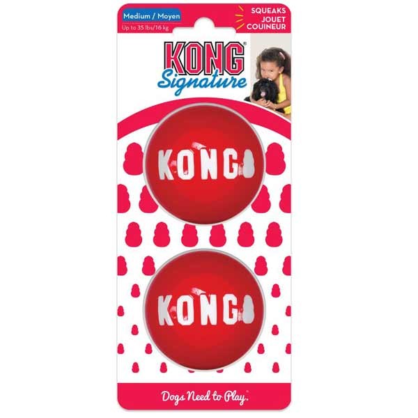 KONG Signature Ball 2 Pack Medium Dog Toy