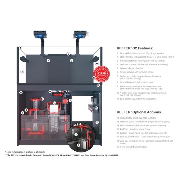 Red Sea Reefer Peninsula G2+ 500 Black Room Divider Complete Kit