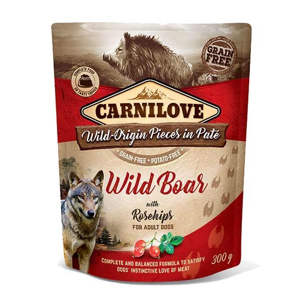 Carnilove Wild Boar with Rosehips Adult 300g Pouch Wet Dog Food