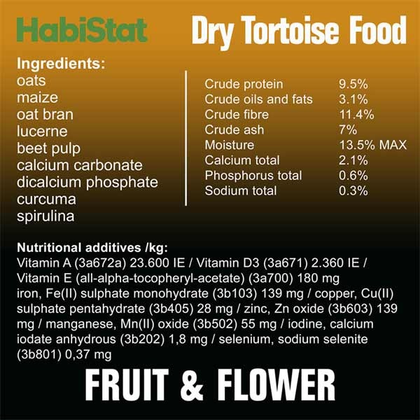 HabiStat Dry Tortoise Food Fruit & Flower 800g