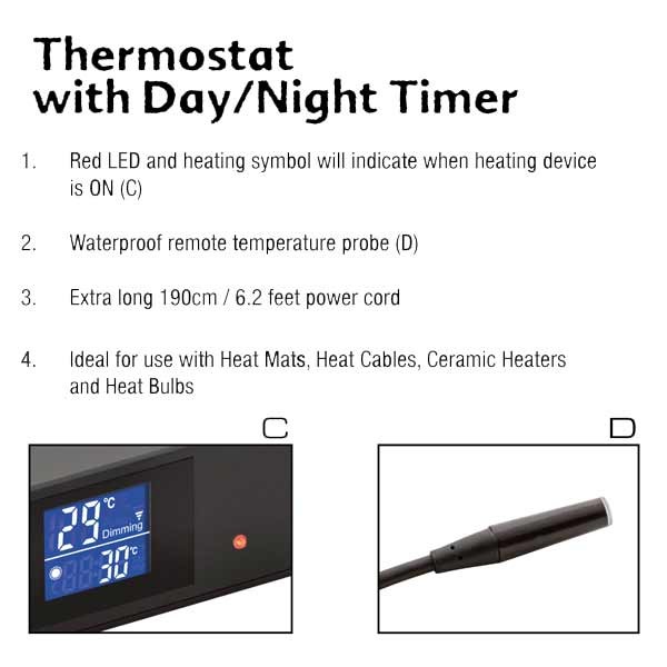 Exo Terra Thermostat 600w with Day/Night Timer