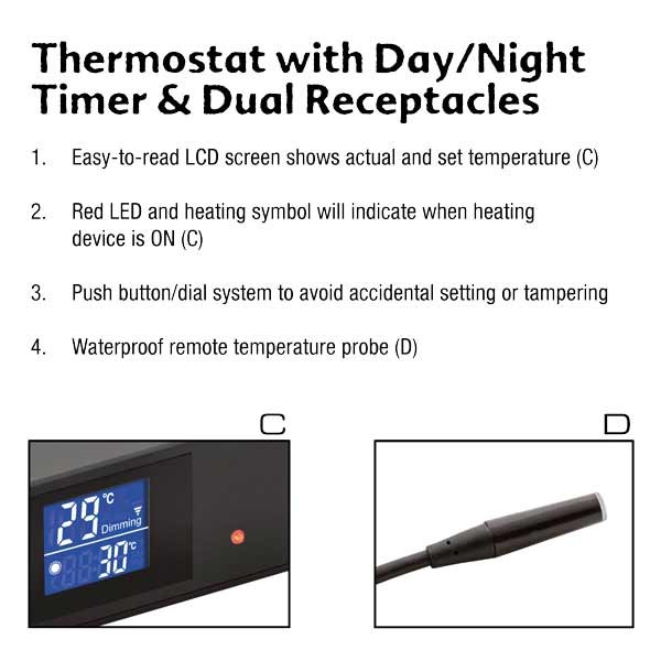 Exo Terra Thermostat 600w with Dual Recepticles