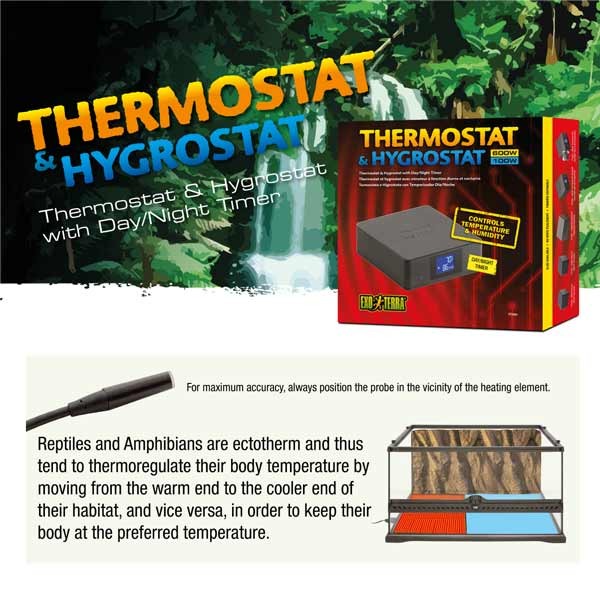 Exo Terra Thermostat 600w & Hygrostat 100w