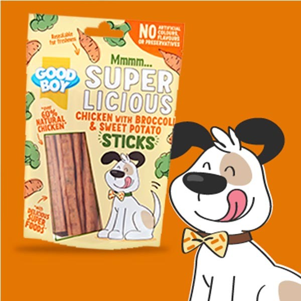 Good Boy Super Licious Chicken With Broccoli & Sweet Potato Sticks 100g Dog Treat